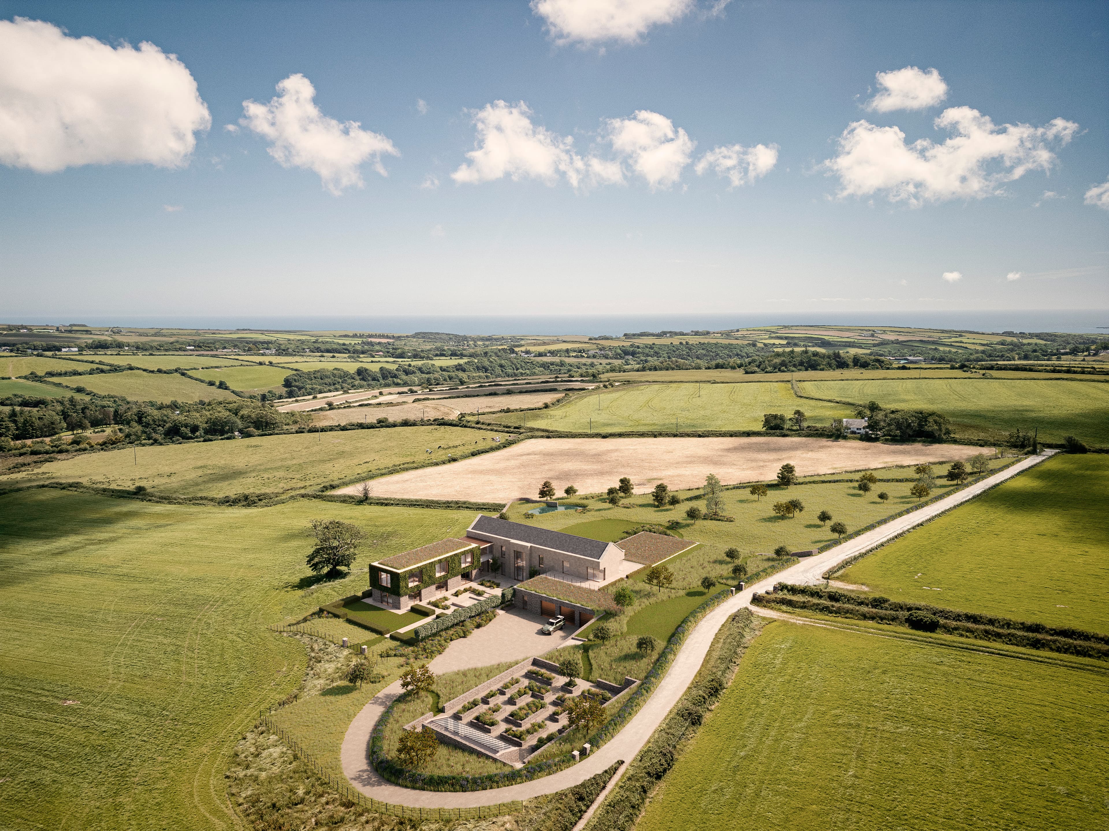 Aerial view of Ballacroak estate